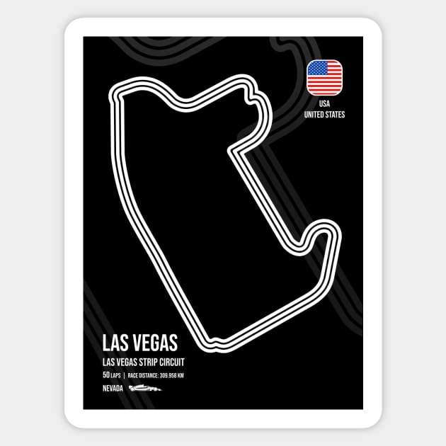 Las Vegas Race Track (B&W) Sticker by RaceCarsDriving